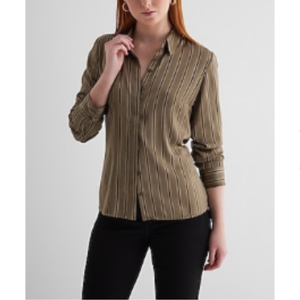 Express Striped Satin Button Up